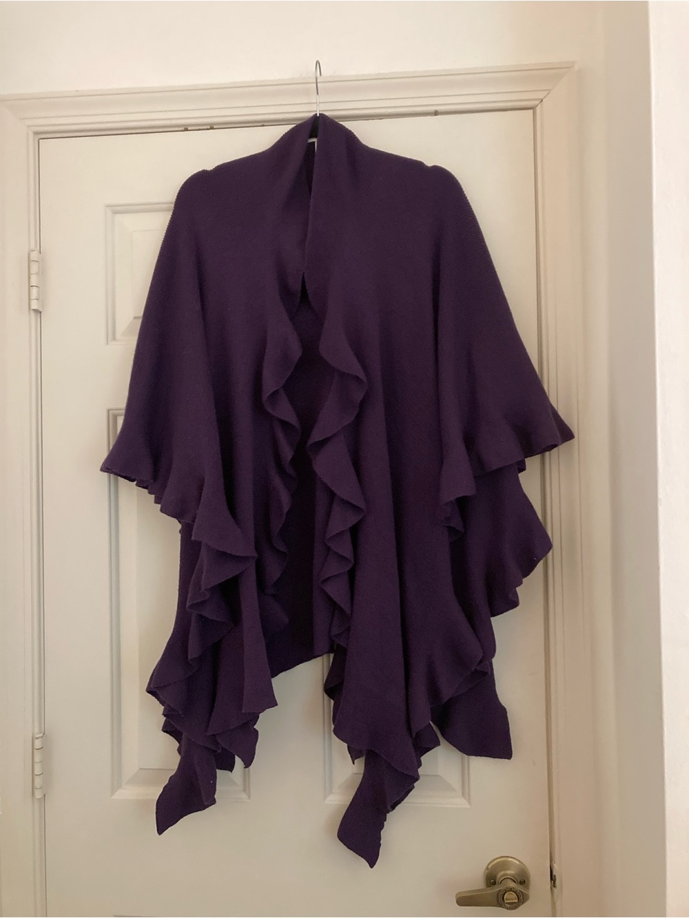 Coldwater Creek Purple Knit Ruffle Poncho